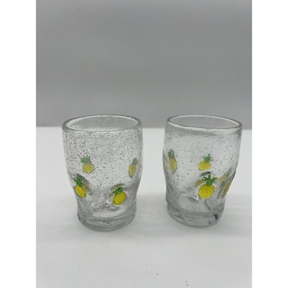 New Anthropologie Galleon Bubble Juice Glass Pineapple Set of 2 - Picture 1 of 3